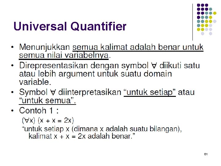 Universal Quantifier 61 