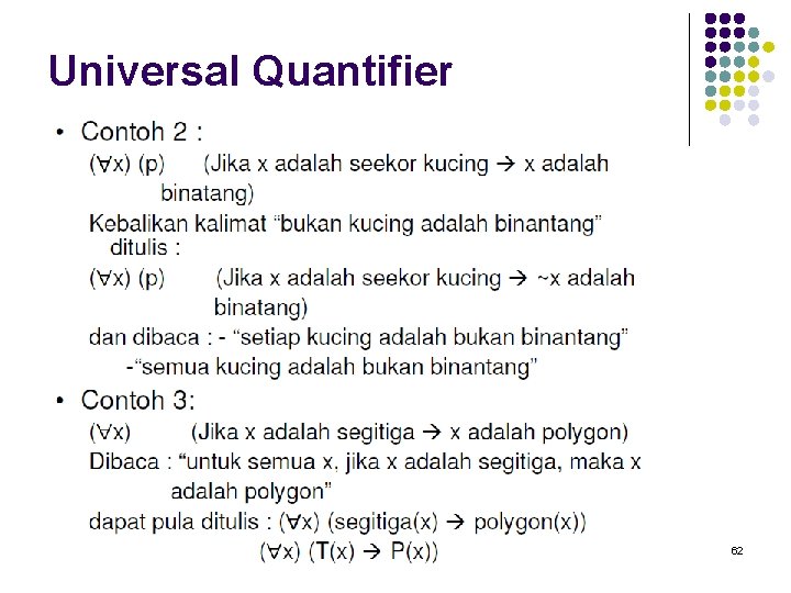 Universal Quantifier 62 