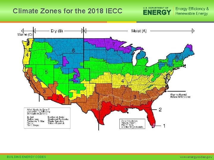Climate Zones for the 2018 IECC BUILDING ENERGY CODES www. energycodes. gov 