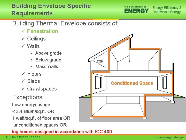 Building Envelope Specific Requirements Building Thermal Envelope consists of: ü Fenestration ü Ceilings ü