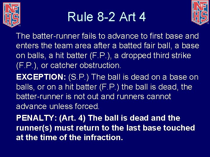 Rule 8 -2 Art 4 The batter-runner fails to advance to first base and