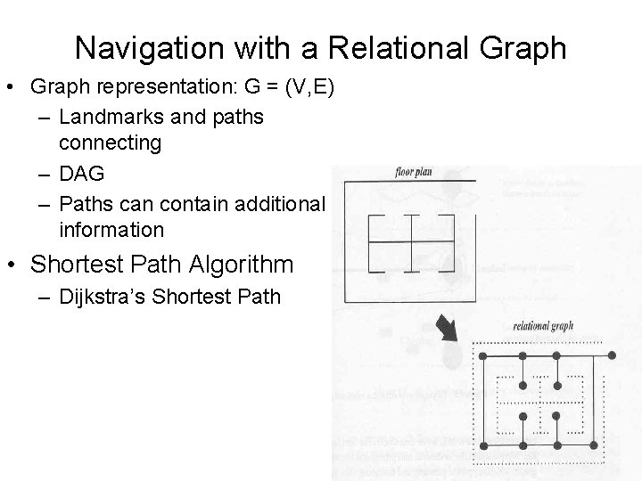 Navigation with a Relational Graph • Graph representation: G = (V, E) – Landmarks