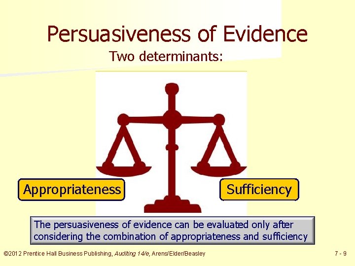 Persuasiveness of Evidence Two determinants: Appropriateness Sufficiency The persuasiveness of evidence can be evaluated