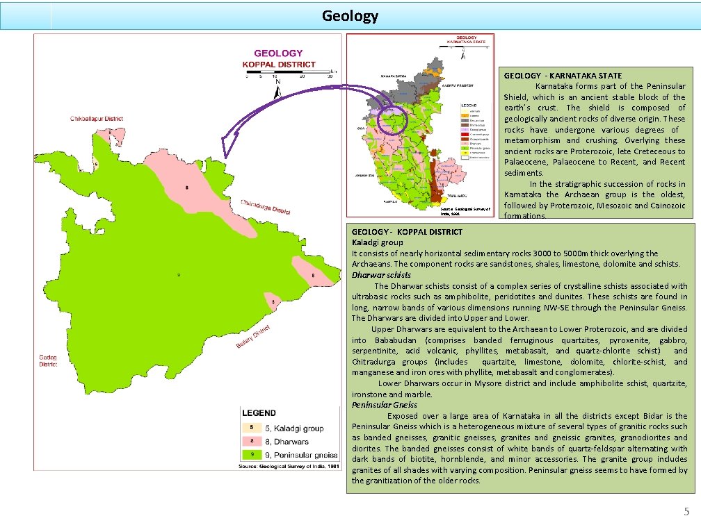 Geology Source: Geological Survey of India, 1981 GEOLOGY - KARNATAKA STATE Karnataka forms part