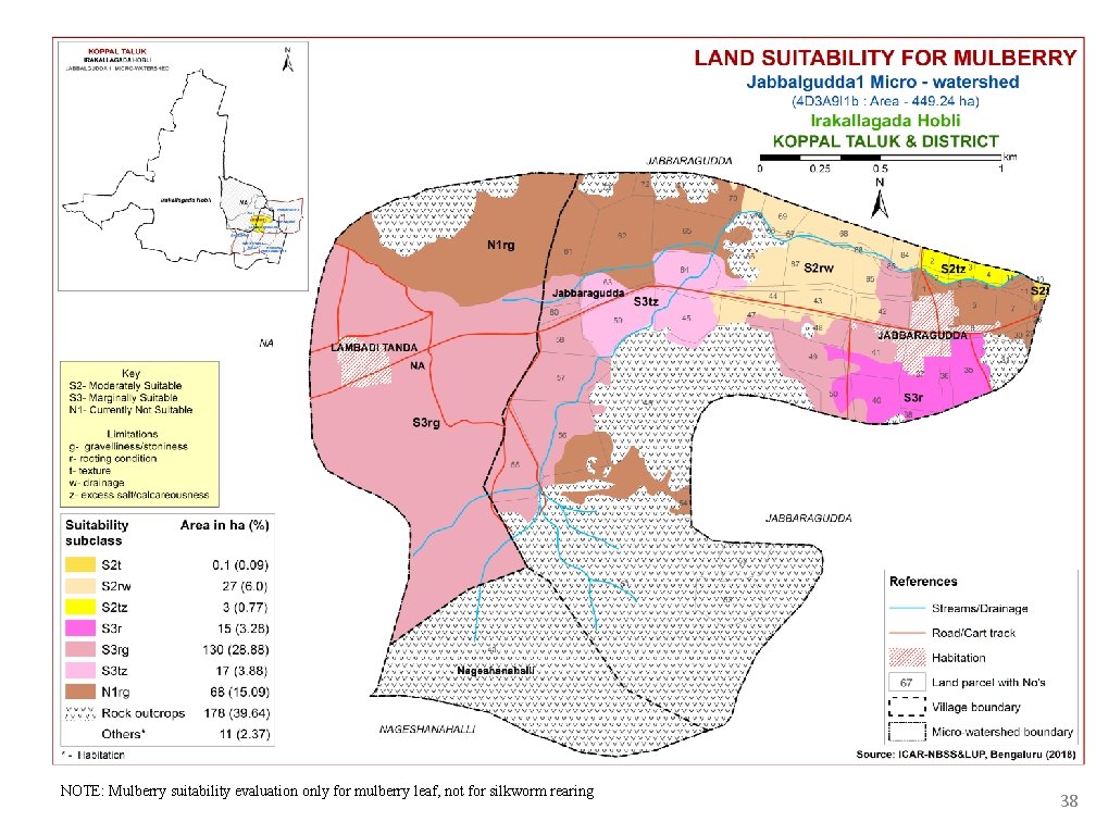 NOTE: Mulberry suitability evaluation only for mulberry leaf, not for silkworm rearing 38 