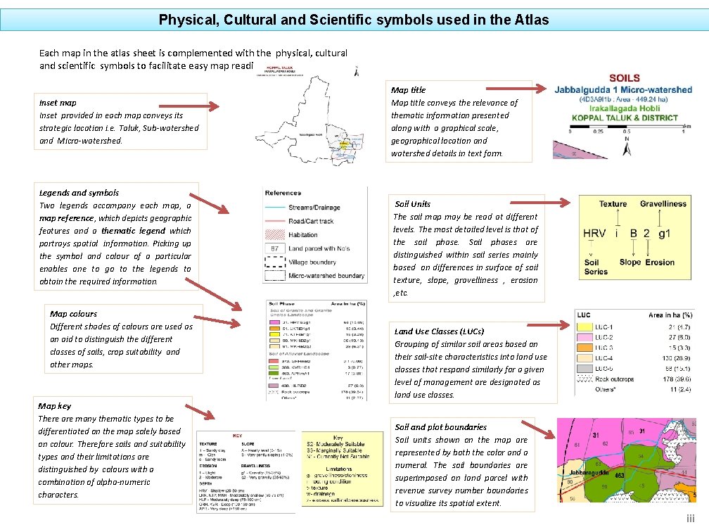 Physical, Cultural and Scientific symbols used in the Atlas Each map in the atlas