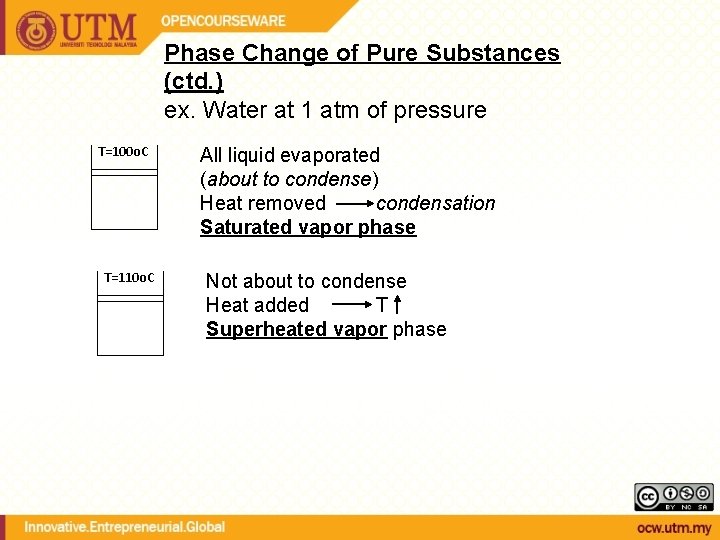 Phase Change of Pure Substances (ctd. ) ex. Water at 1 atm of pressure