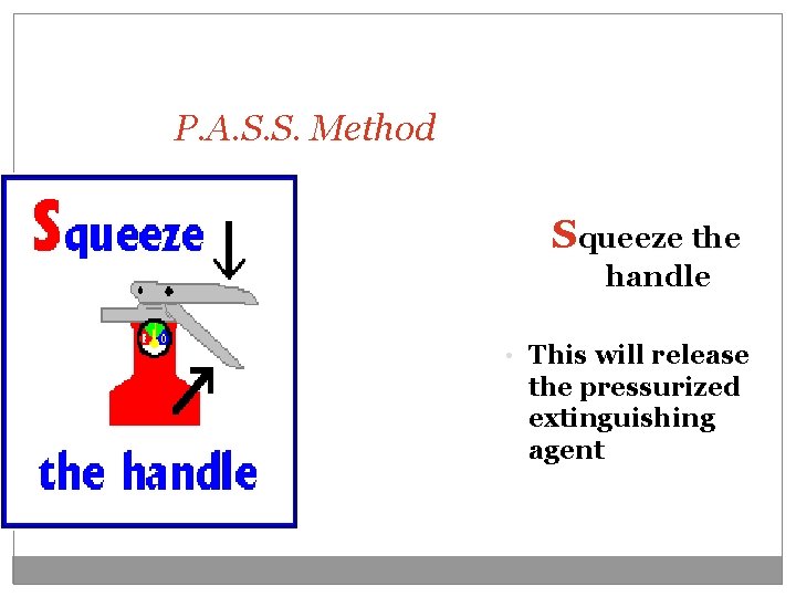 P. A. S. S. Method Squeeze the handle • This will release the pressurized
