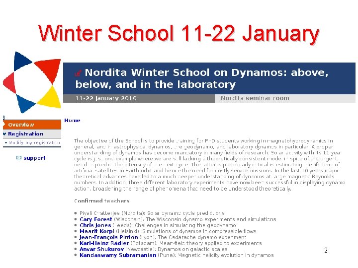 Winter School 11 -22 January 2 