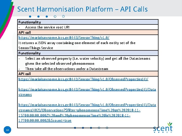 Scent Harmonisation Platform – API Calls Functionalit y - Access the service root URI
