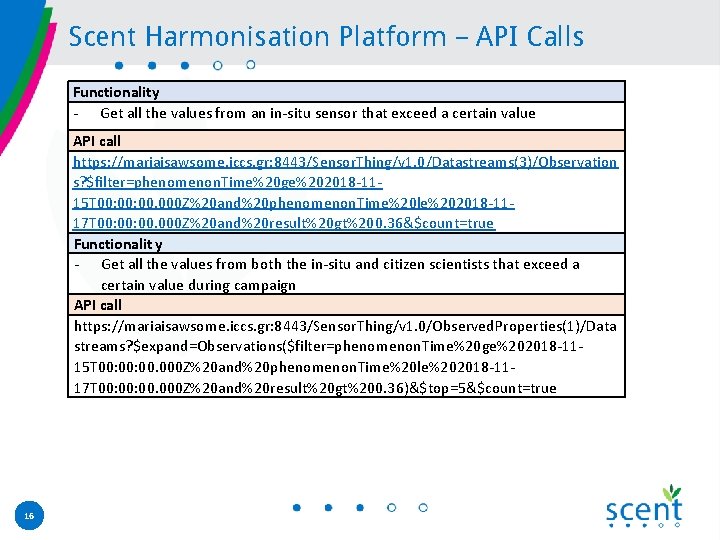 Scent Harmonisation Platform – API Calls Functionality - Get all the values from an