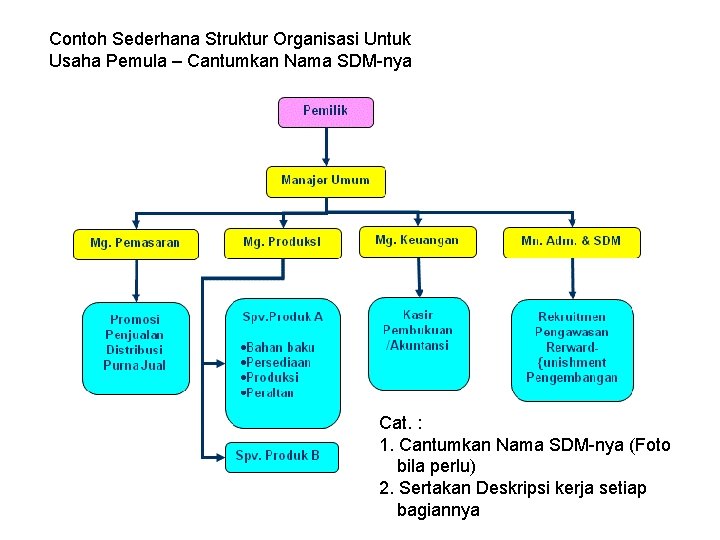Contoh Sederhana Struktur Organisasi Untuk Usaha Pemula – Cantumkan Nama SDM-nya Cat. : 1.