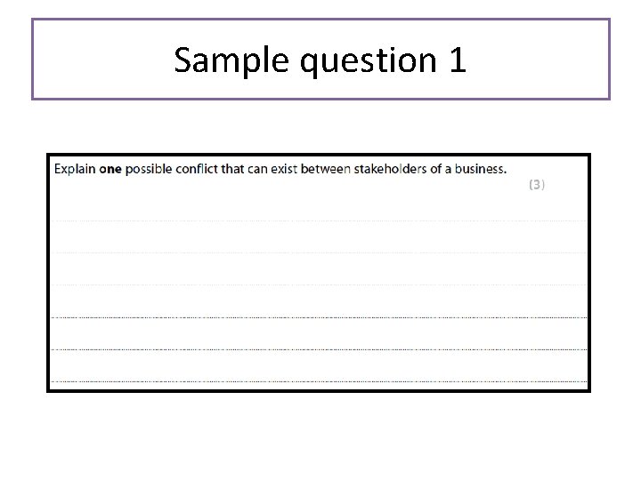 Sample question 1 