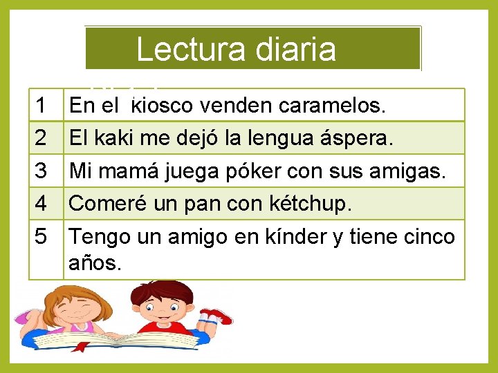 1 2 3 4 5 Lectura diaria día 1 En el kiosco venden caramelos.