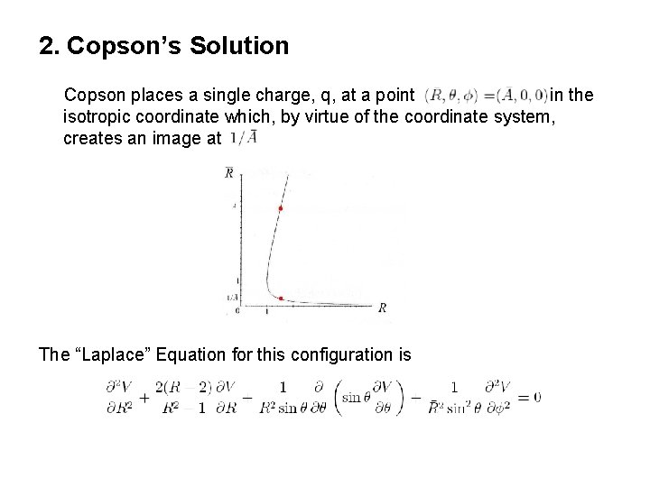 2. Copson’s Solution Copson places a single charge, q, at a point in the