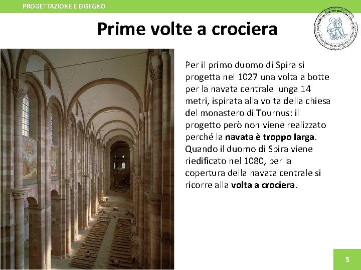 PROGETTAZIONE E DISEGNO Prime volte a crociera Per il primo duomo di Spira si