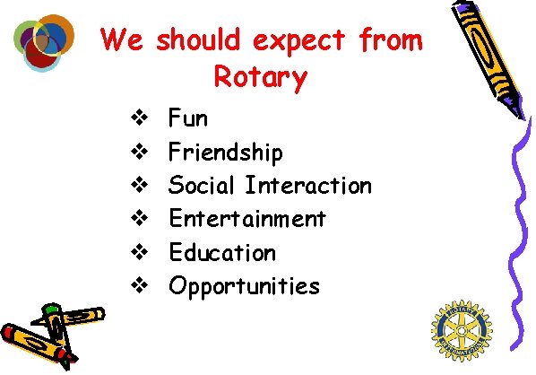 We should expect from Rotary v v v Fun Friendship Social Interaction Entertainment Education