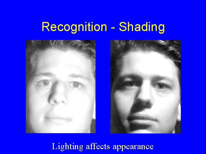 Recognition - Shading Lighting affects appearance 