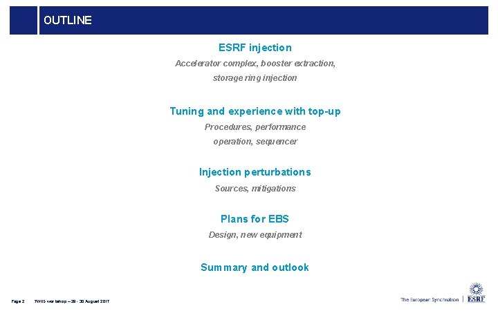 OUTLINE ESRF injection Accelerator complex, booster extraction, storage ring injection Tuning and experience with