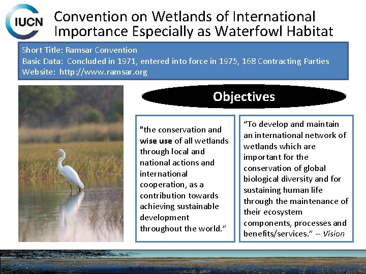 Convention on Wetlands of International Importance Especially as Waterfowl Habitat Short Title: Ramsar Convention