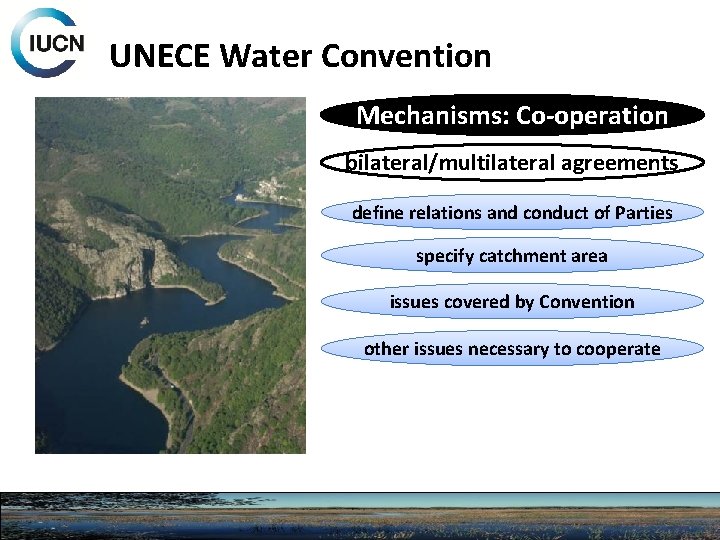 UNECE Water Convention Mechanisms: Co-operation bilateral/multilateral agreements define relations and conduct of Parties specify