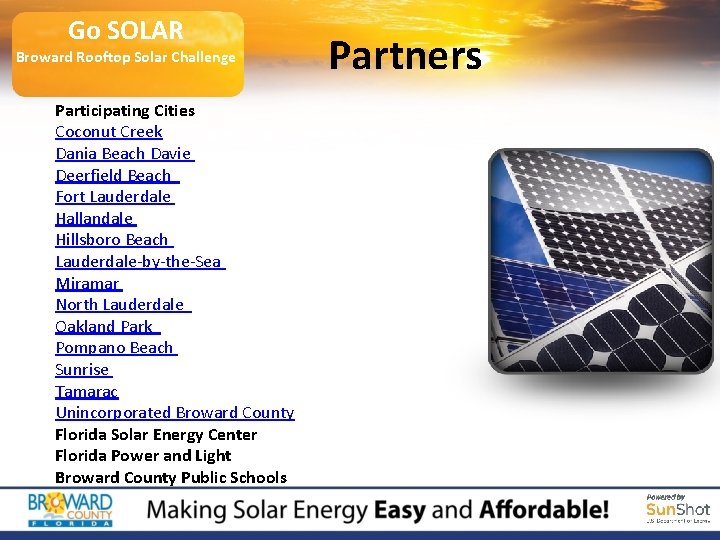 Broward and Partners Go SOLAR Broward Rooftop Solar Challenge Participating Cities Coconut Creek Dania