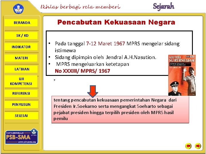 Ikhlas berbagi rela memberi Sejarah Pencabutan Kekuasaan Negara BERANDA SK / KD INDIKATOR MATERI