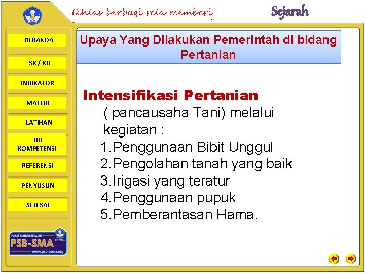 Ikhlas berbagi rela memberi. BERANDA SK / KD INDIKATOR MATERI LATIHAN UJI KOMPETENSI REFERENSI