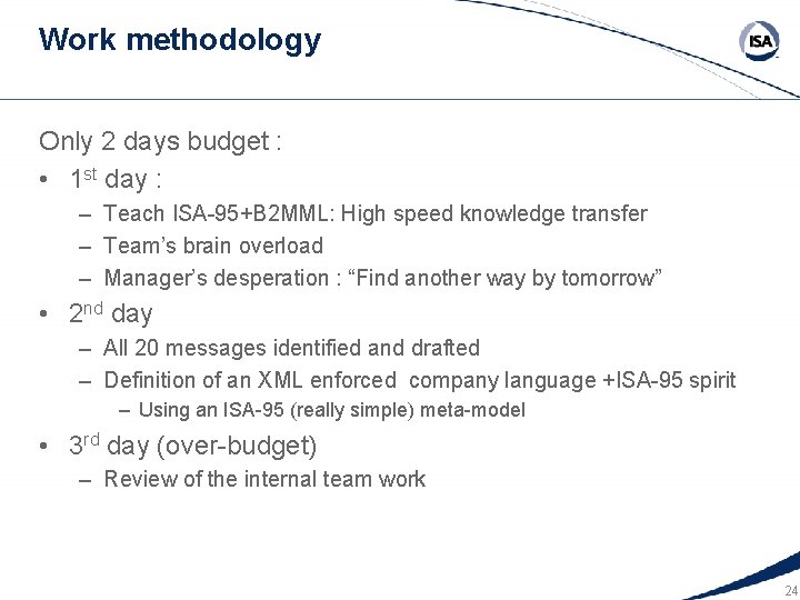 Work methodology Only 2 days budget : • 1 st day : – Teach