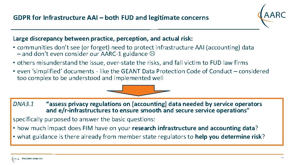 GDPR for Infrastructure AAI – both FUD and legitimate concerns Large discrepancy between practice,