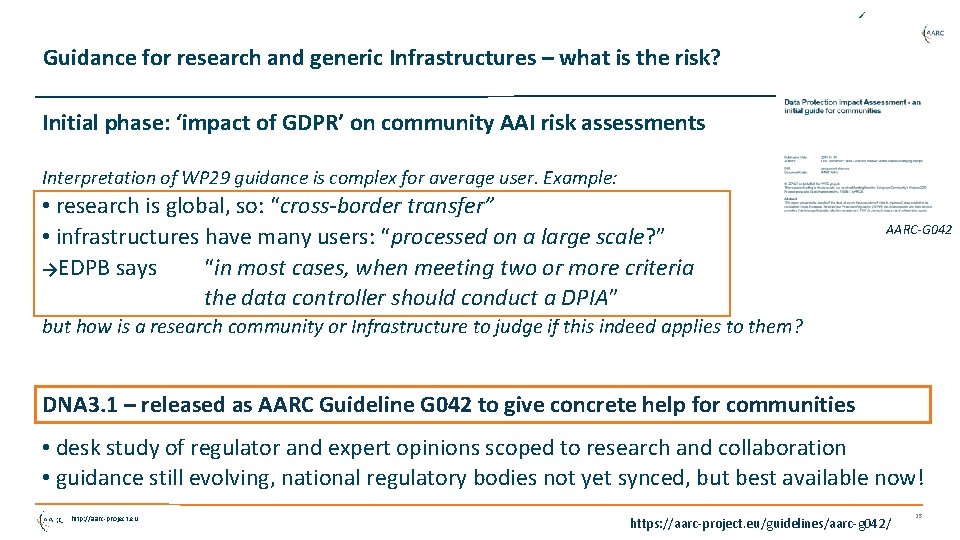 Guidance for research and generic Infrastructures – what is the risk? Initial phase: ‘impact