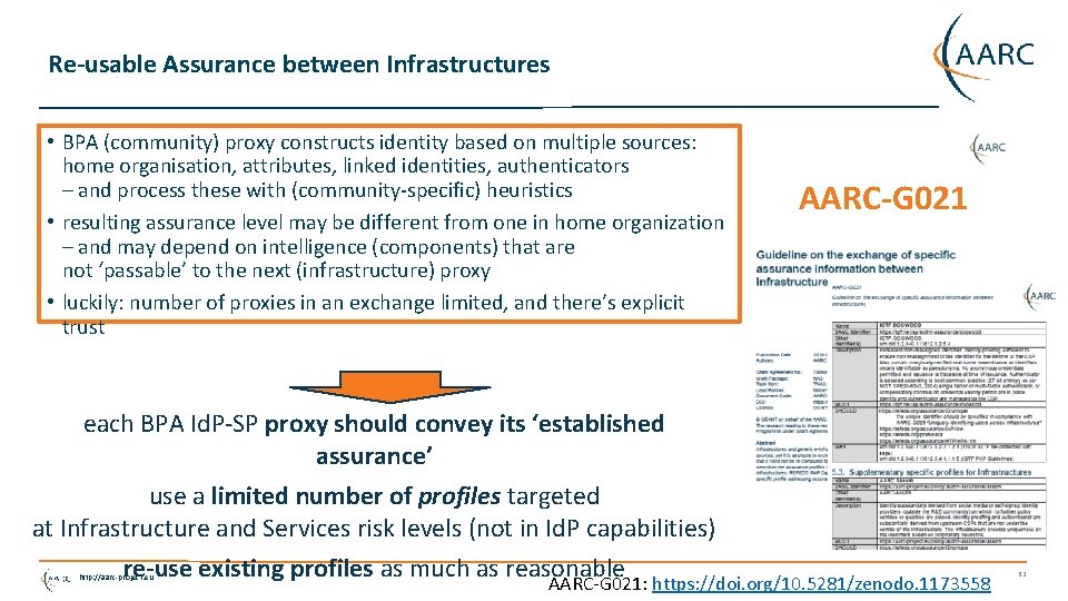 Re-usable Assurance between Infrastructures • BPA (community) proxy constructs identity based on multiple sources: