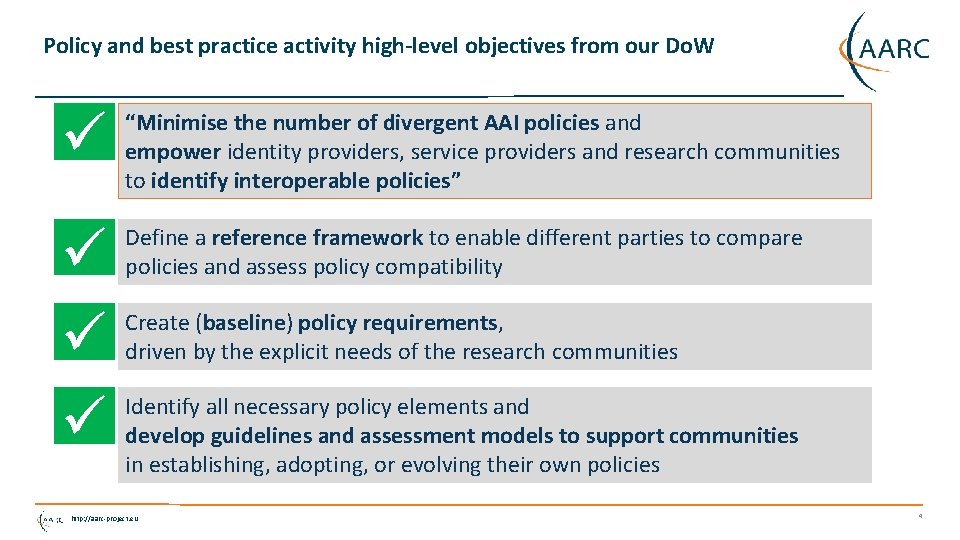 Policy and best practice activity high-level objectives from our Do. W “Minimise the number
