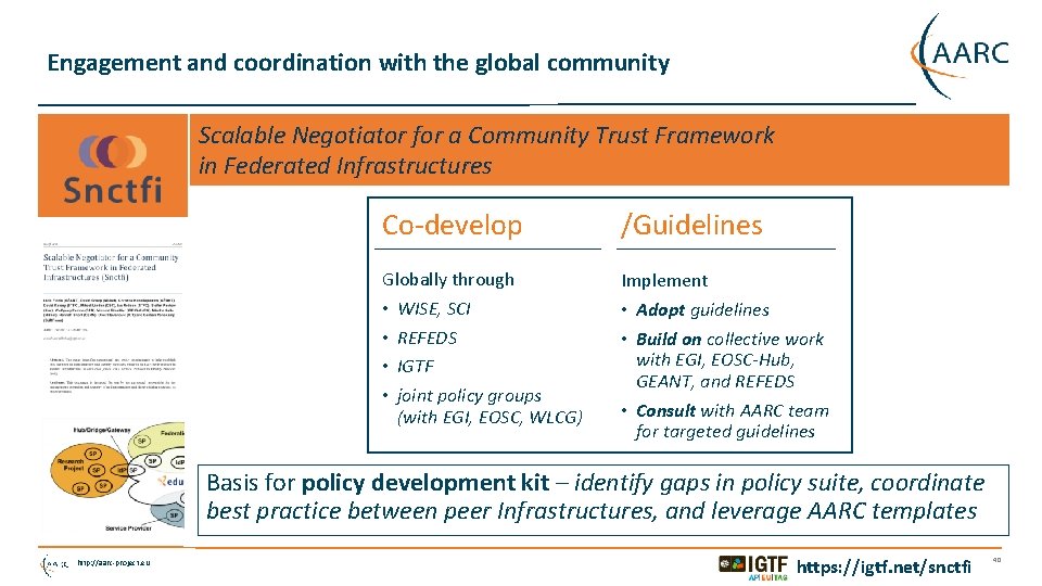Engagement and coordination with the global community Scalable Negotiator for a Community Trust Framework