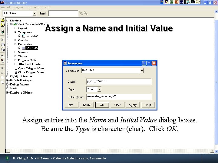 Assign a Name and Initial Value Assign entries into the Name and Initial Value