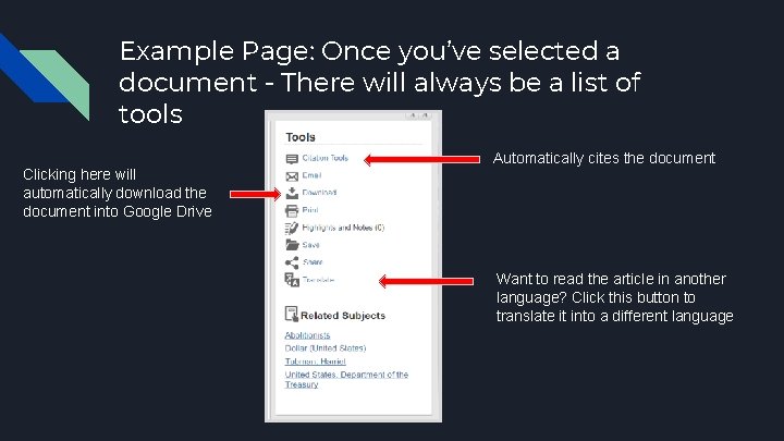Example Page: Once you’ve selected a document - There will always be a list