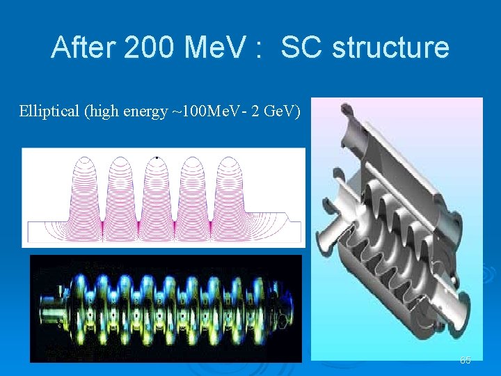 After 200 Me. V : SC structure Elliptical (high energy ~100 Me. V- 2