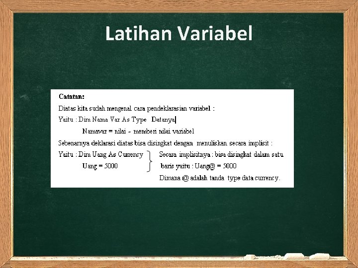 Latihan Variabel 