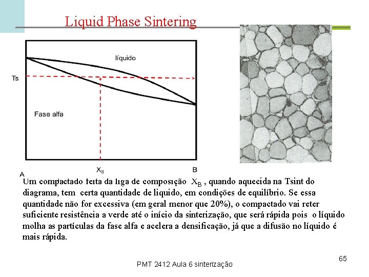 Liquid Phase Sintering L Tsint T A+B A B Um compactado feita da liga