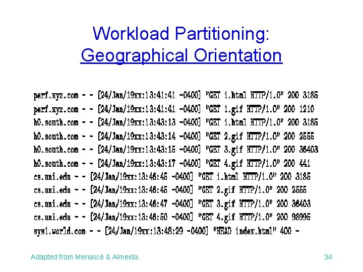 Workload Partitioning: Geographical Orientation Adapted from Menascé & Almeida. 34 