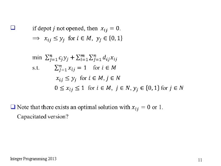 q Integer Programming 2013 11 q Integer Programming 2013 11