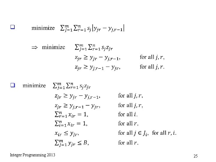 q Integer Programming 2013 25 