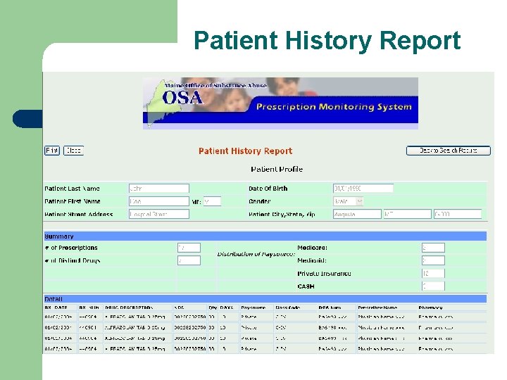 Patient History Report 