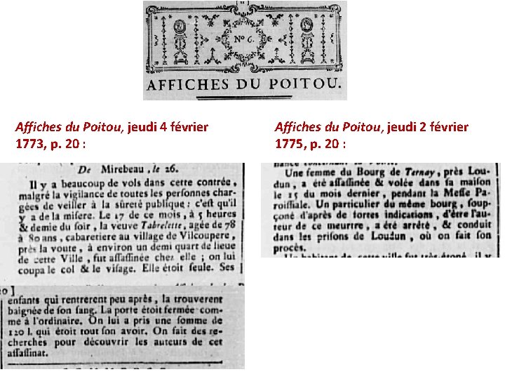 Affiches du Poitou, jeudi 4 février 1773, p. 20 : Affiches du Poitou, jeudi