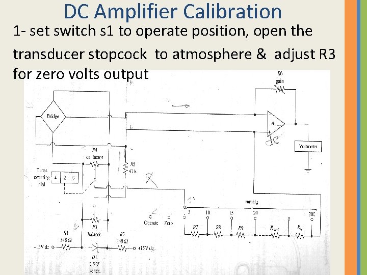 DC Amplifier Calibration 1 - set switch s 1 to operate position, open the