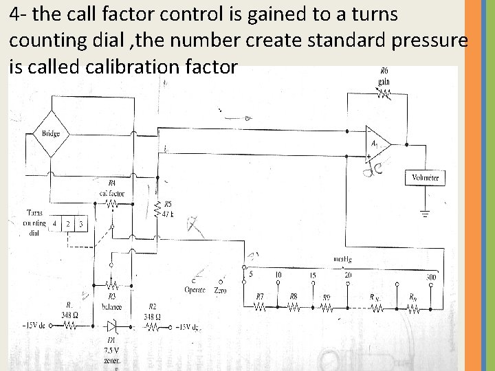 4 - the call factor control is gained to a turns counting dial ,