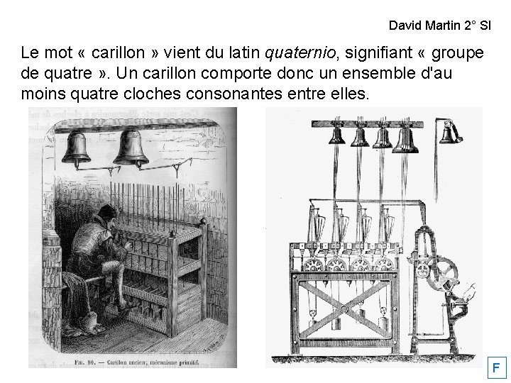 David Martin 2° SI Le mot « carillon » vient du latin quaternio, signifiant