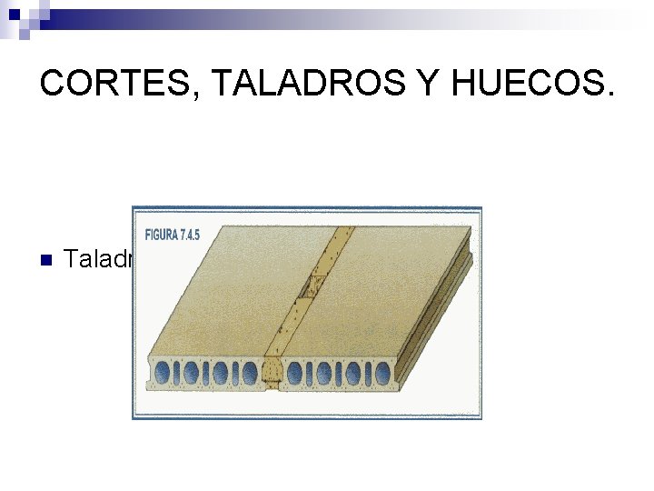 CORTES, TALADROS Y HUECOS. n Taladros 