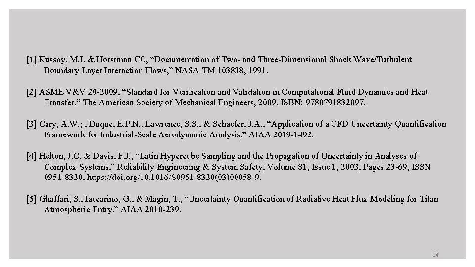 [1] Kussoy, M. I. & Horstman CC, “Documentation of Two- and Three-Dimensional Shock Wave/Turbulent