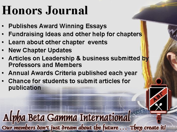 Honors Journal • • • Publishes Award Winning Essays Fundraising Ideas and other help